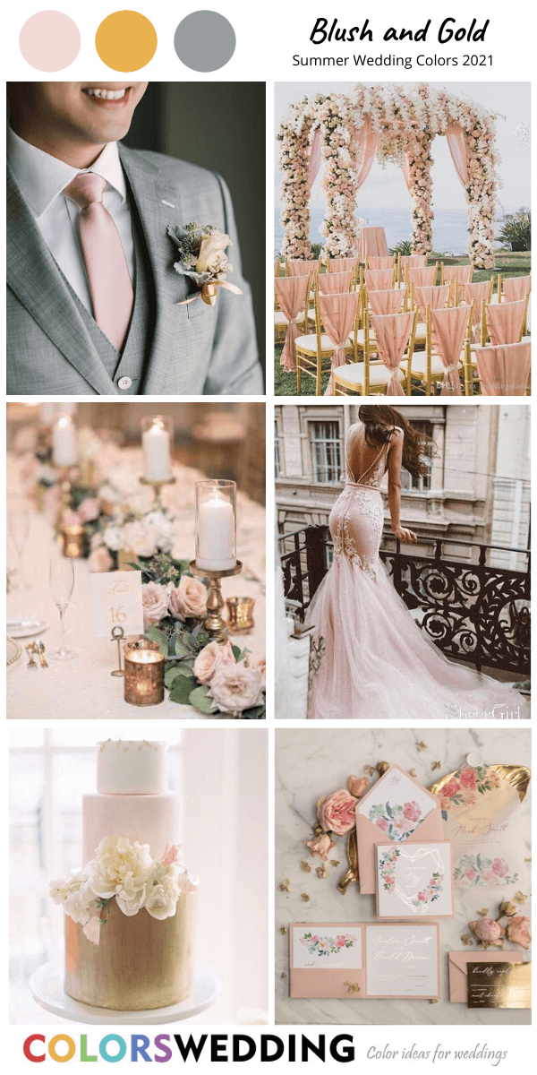 Summer Wedding Color Palettes 2021 - Blush + Gold