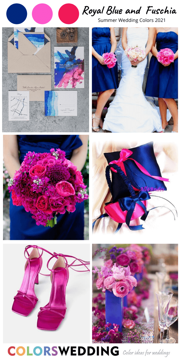 Spring Wedding Color Palettes 2021 - Royal Blue + Fuschia