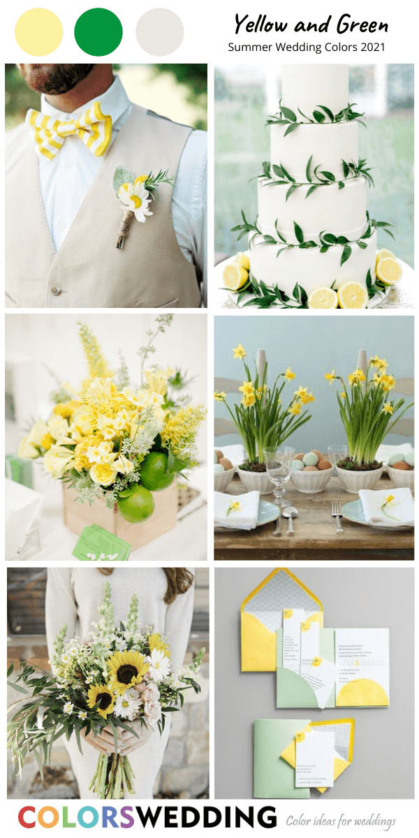 Summer Wedding Color Palettes 2021 - Yellow and Green