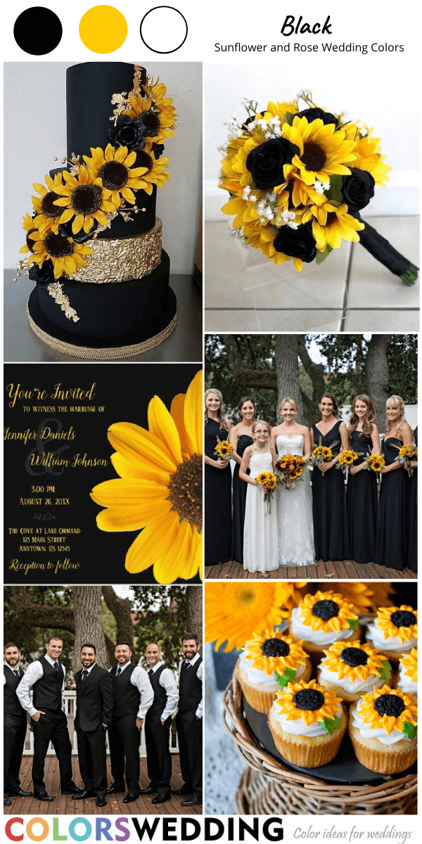 sunflower and rose wedding color sunflower and black rose