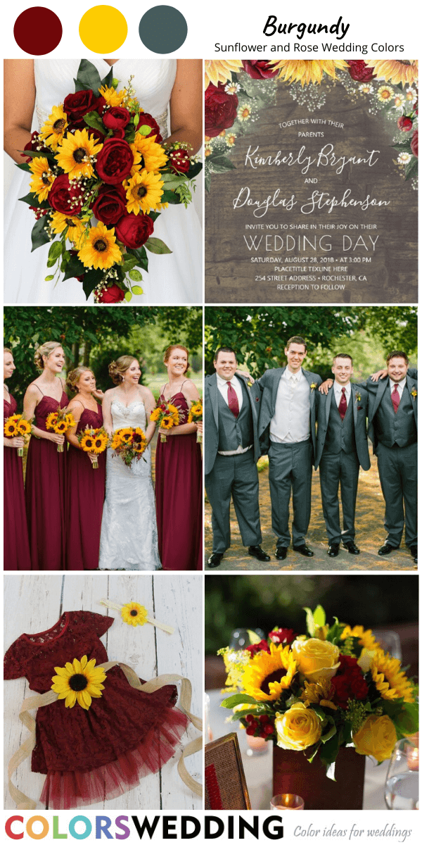 sunflower and rose wedding color sunflower and burgundy rose