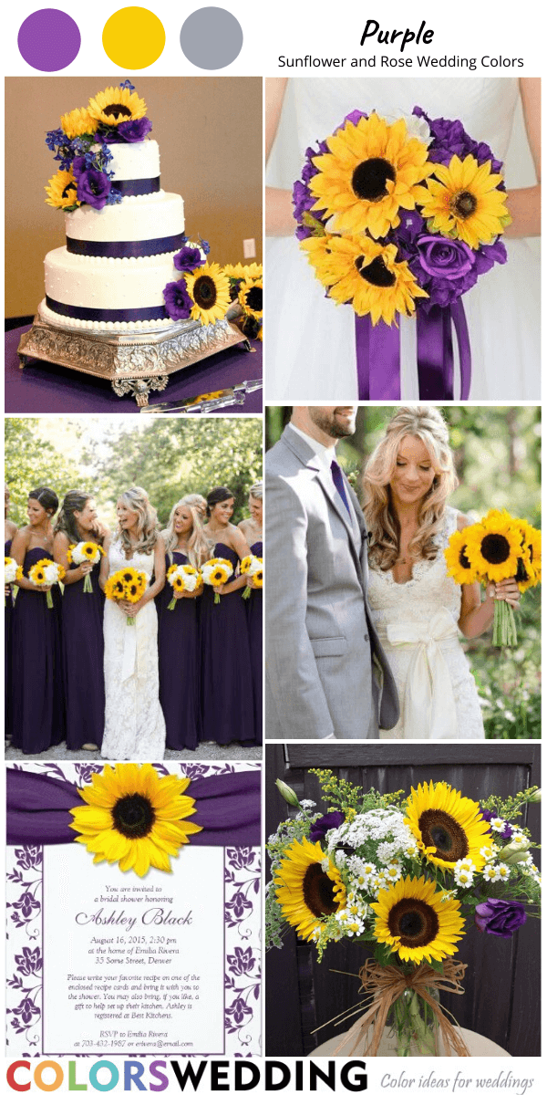 sunflower and rose wedding color sunflower and purple rose