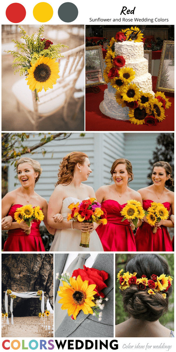sunflower and rose wedding color sunflower and red rose