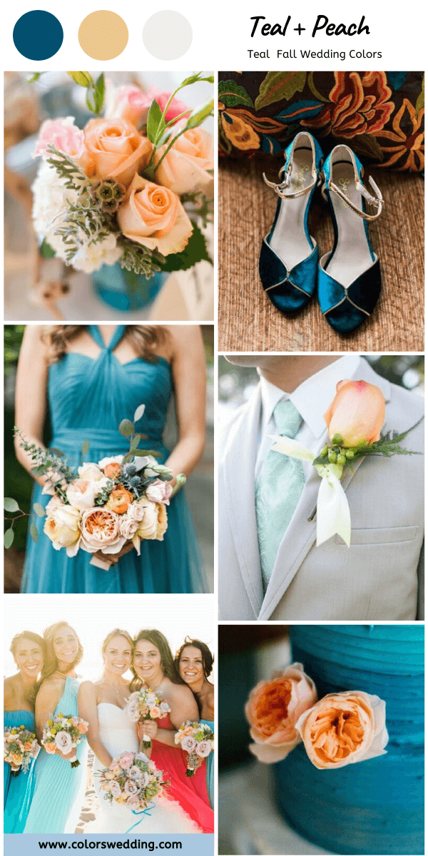 Best 7 Teal Fall Wedding Colors Combos: Teal + Peach