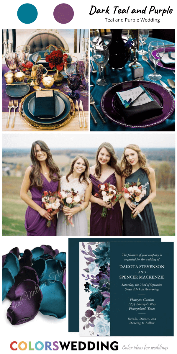 teal and purple wedding dark teal purple