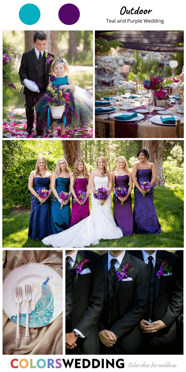 teal and purple wedding outdoor