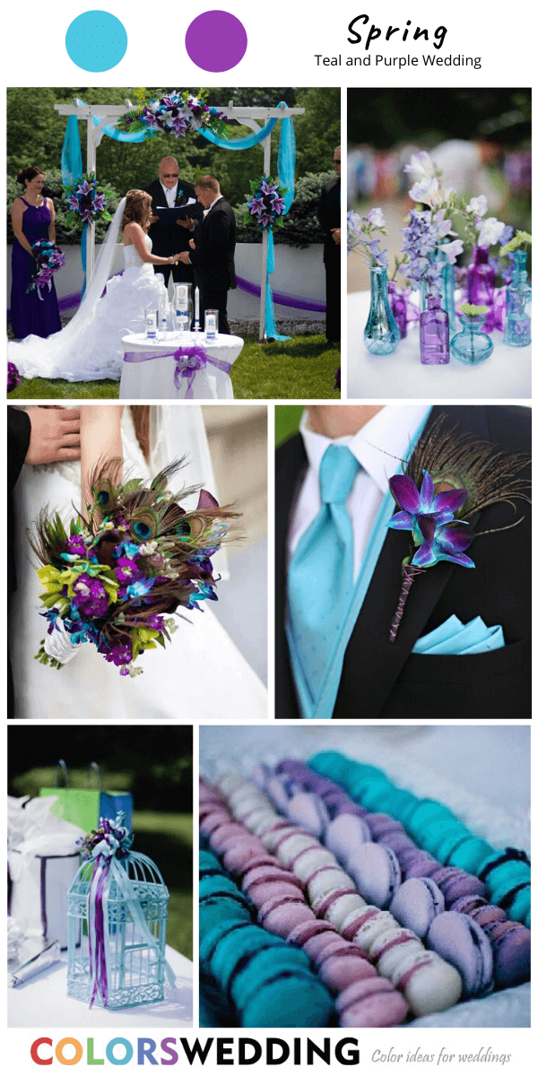 teal and purple wedding spring