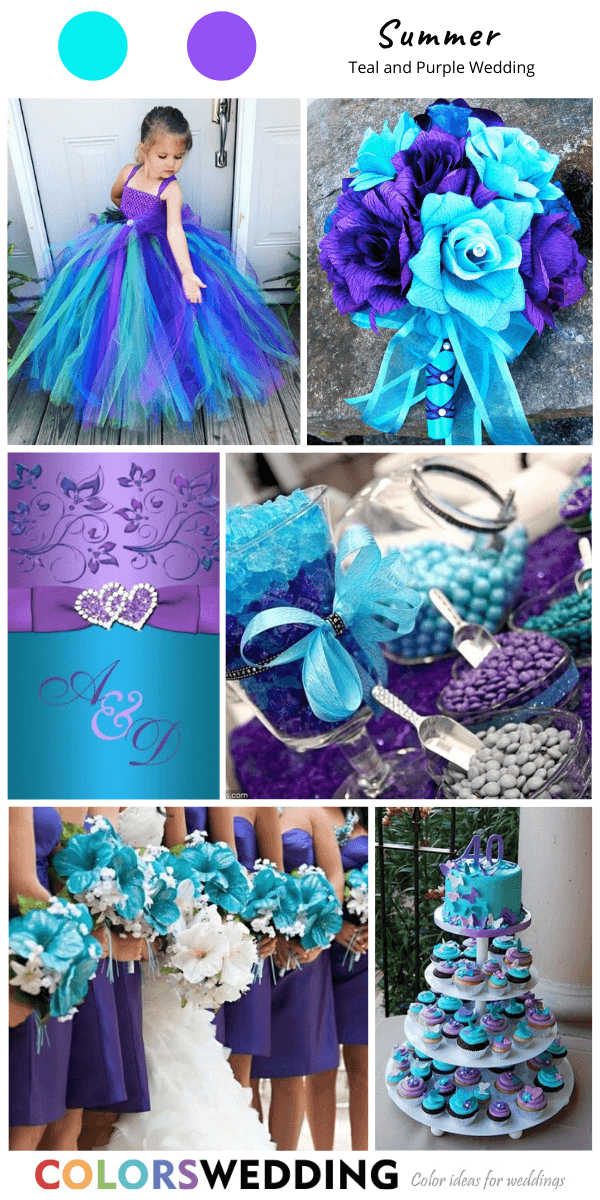 teal and purple wedding summer