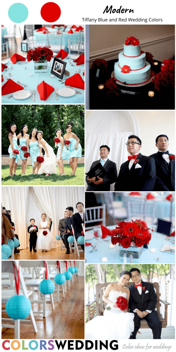 tiffany blue and red wedding colors modern