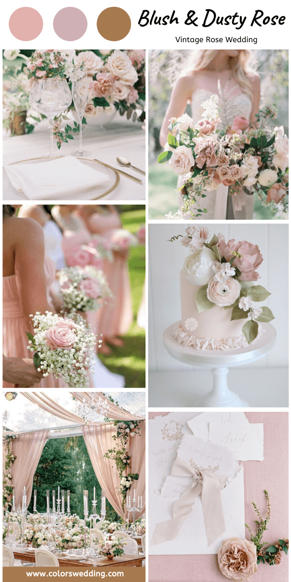 vintage rose wedding blush and dusty rose