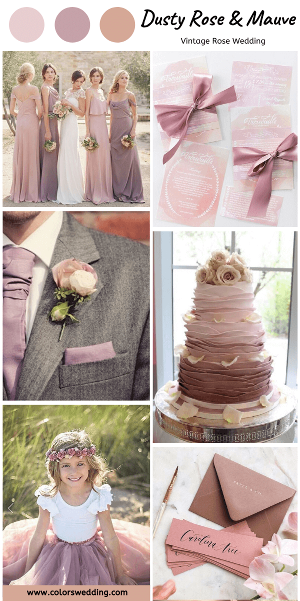 vintage rose wedding dusty rose and mauve