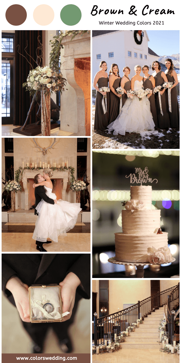 Winter Wedding Color Palettes 2021 - Brown + Cream