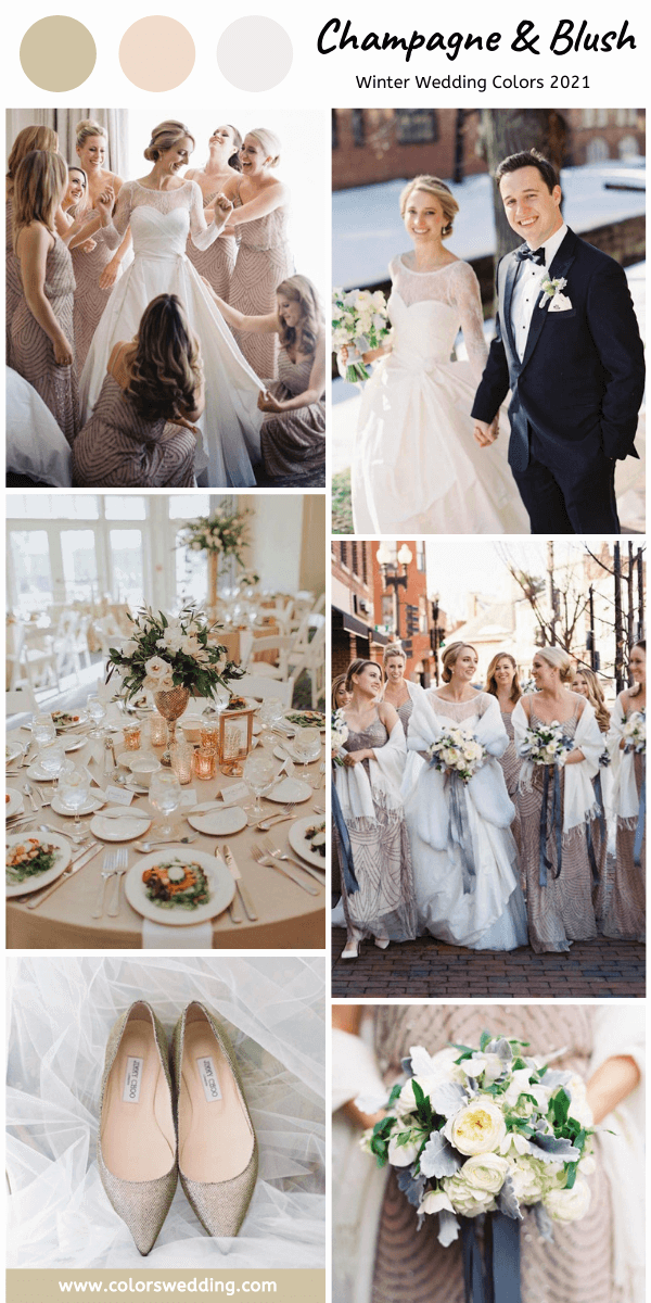 Winter Wedding Color Palettes 2021 - Champagne + Blush