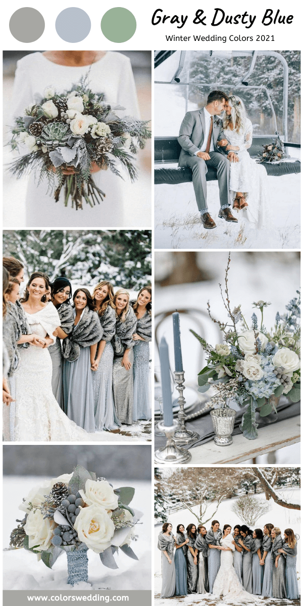 Winter Wedding Color Palettes 2021 - Gray + Dusty Blue