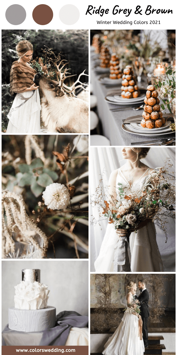 Winter Wedding Color Palettes 2021 - Ridge Grey + Brown