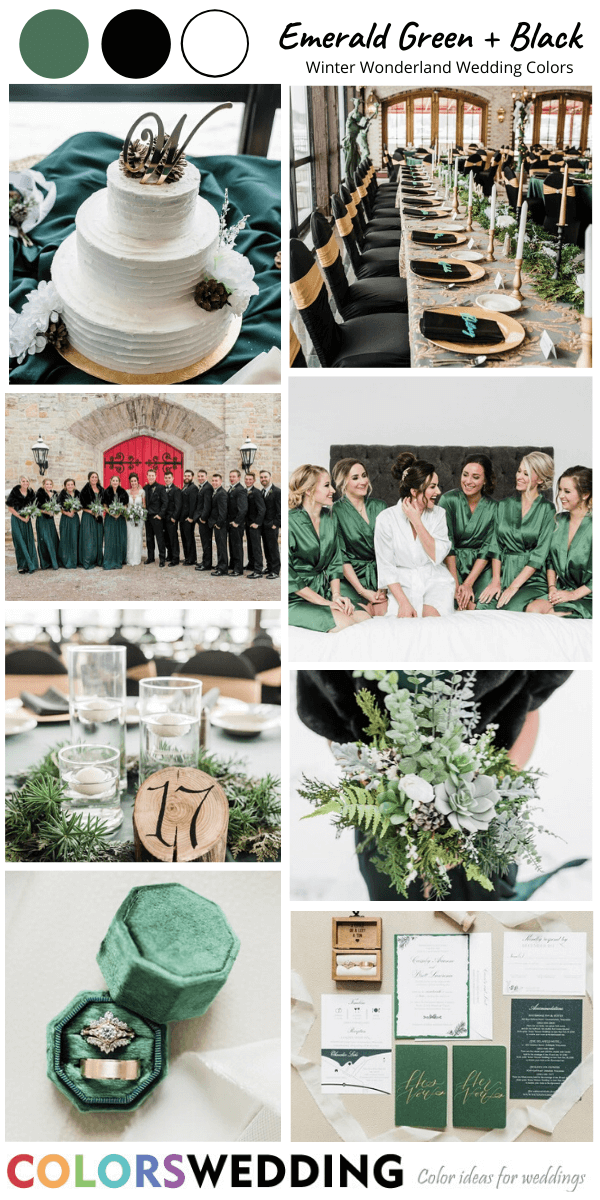 winter wonderland wedding color emerald green black