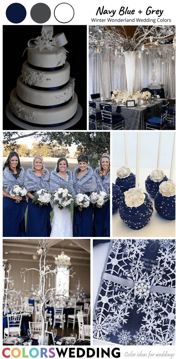 winter wonderland wedding color navy blue grey