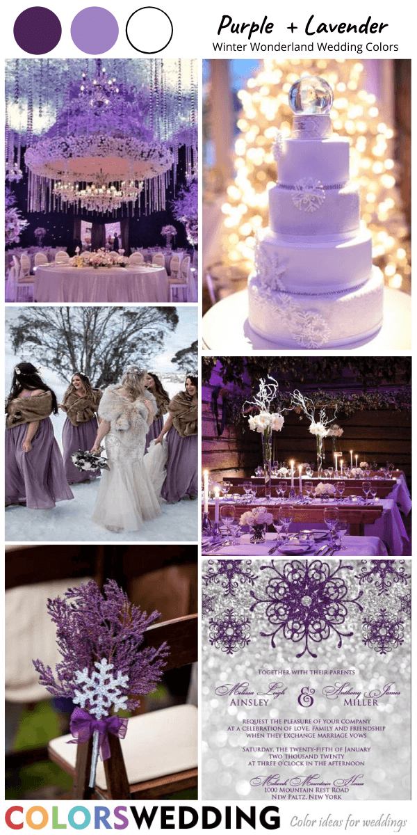 winter wonderland wedding color purple lavender