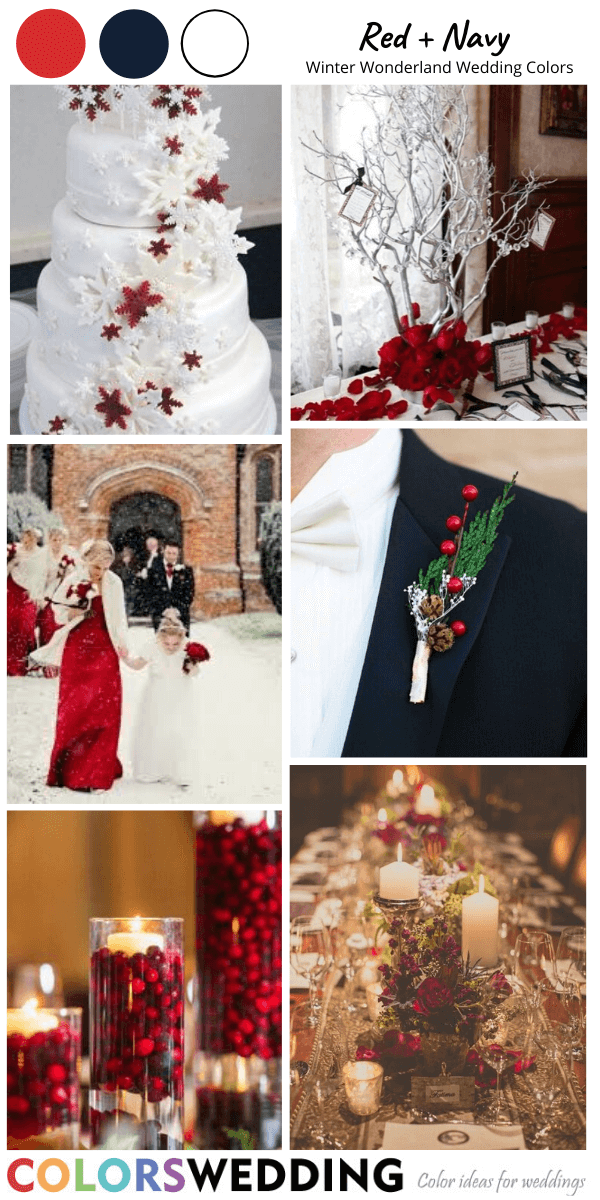winter wonderland wedding color red navy