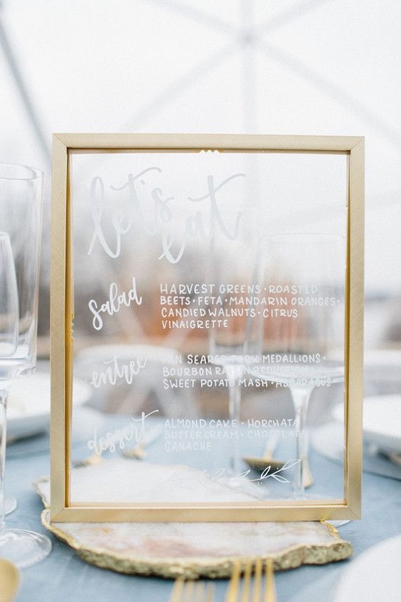 gold wedding table numbers for ice blue and gold spring wedding 2021