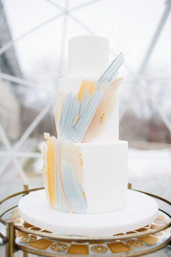 ice blue and gold wedding cake for ice blue and gold spring wedding 2021