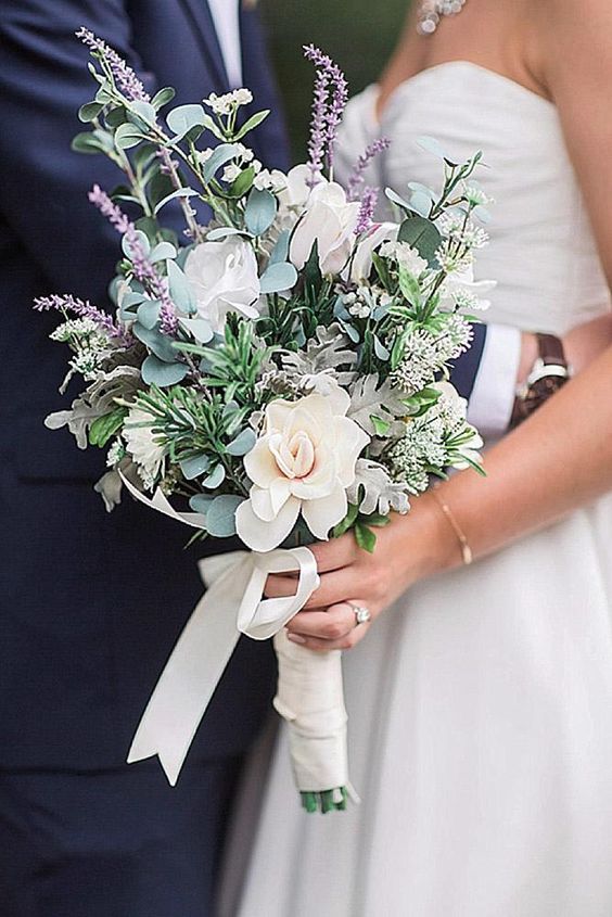 lavender bridal bouquet for lavender and greennery spring wedding 2021