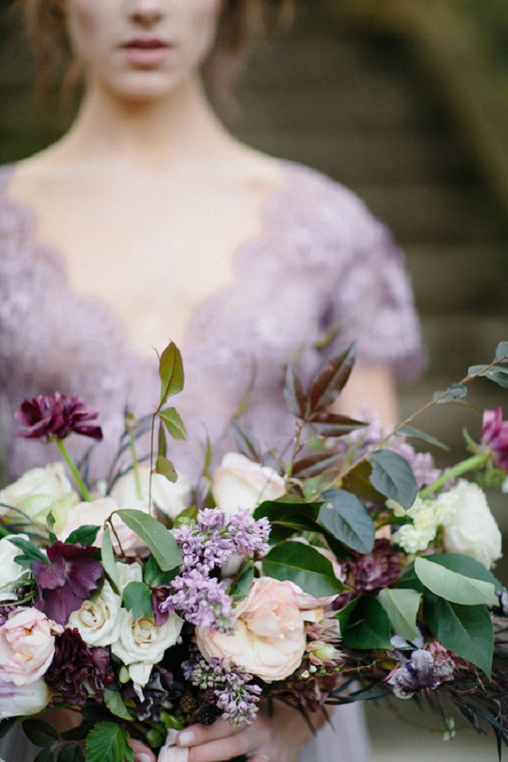 mauve and green bouquet for mauve and green summer wedding 2020