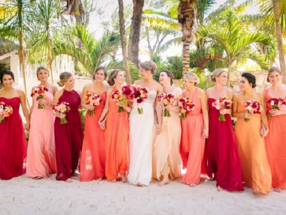 red and orange bridesmaid dresses for red and orange summer wedding 2020