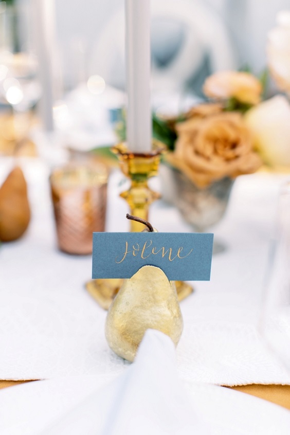 table number for light blue and yellow summer wedding 2020