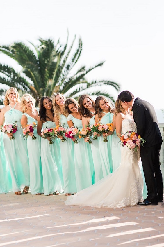 mint bridesmaids dresses for mint and fuschia summer wedding 2020