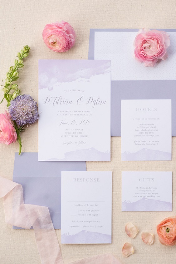 invitation1 for lilac and pink summer wedding 2020