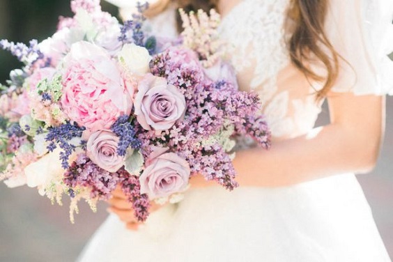 lialc and pink bouquet for lilac and pink summer wedding 2020