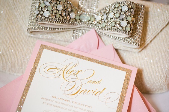 light pink and gold invitation for light pink and gold summer wedding 2020