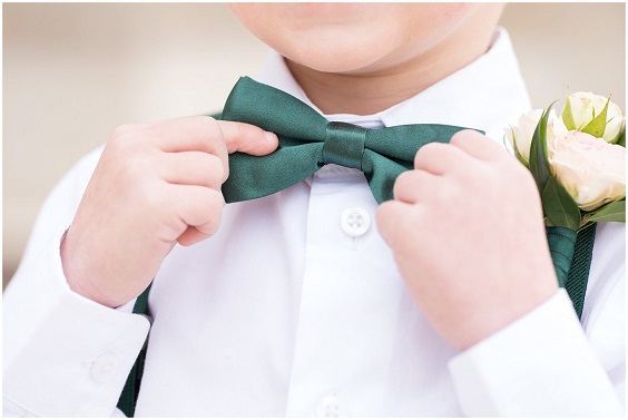 Ring bearers ties for Emerald Green, White and Dark Blue Winter Wedding 2020