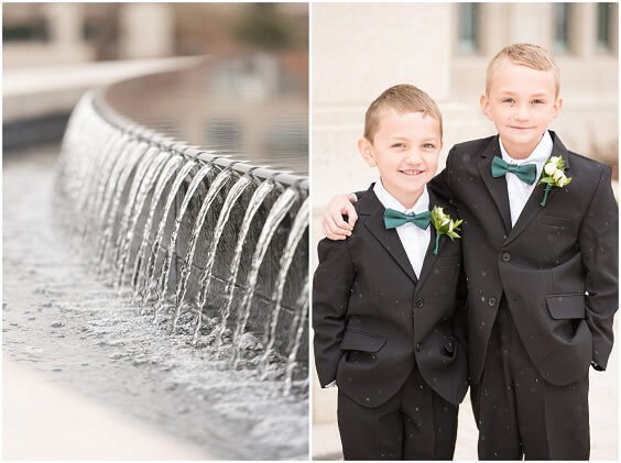Ring bearers ties for Emerald Green, White and Dark Blue Winter Wedding 2020