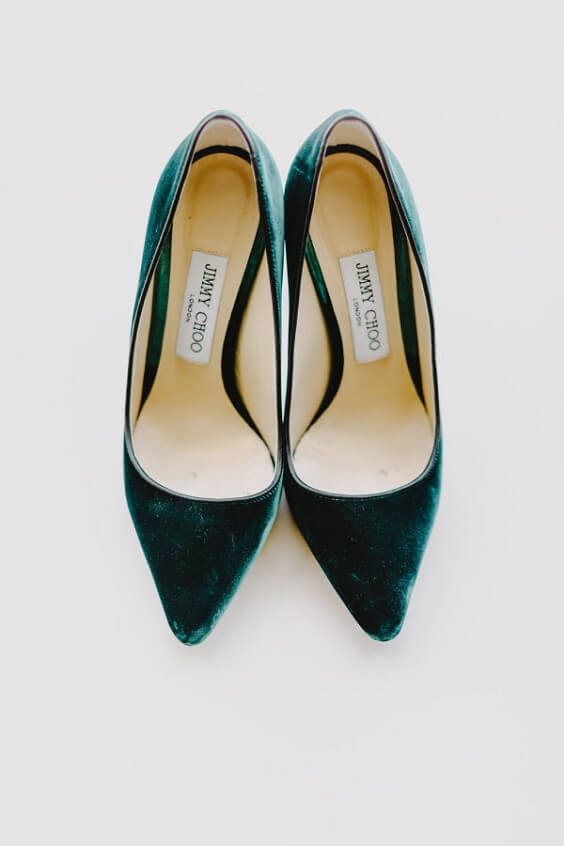 Wedding shoes for Emerald Green, White and Dark Blue Winter Wedding 2020