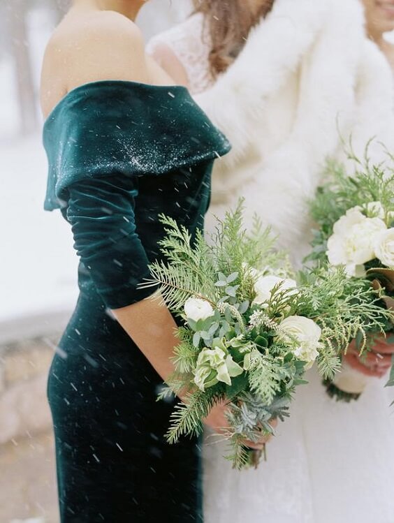 Colors Wedding Emerald Green White And Dark Blue Winter Wedding