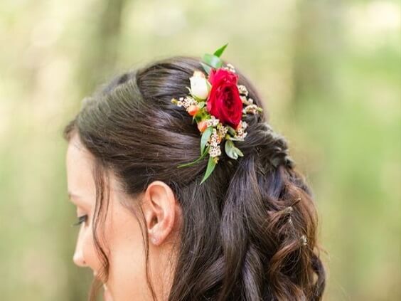 Bridal hair flowers for Burgundy, Dark Blue and Blush Winter Wedding 2020