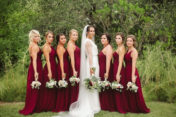 Dark burgundy bridesmaid dresses hot sale
