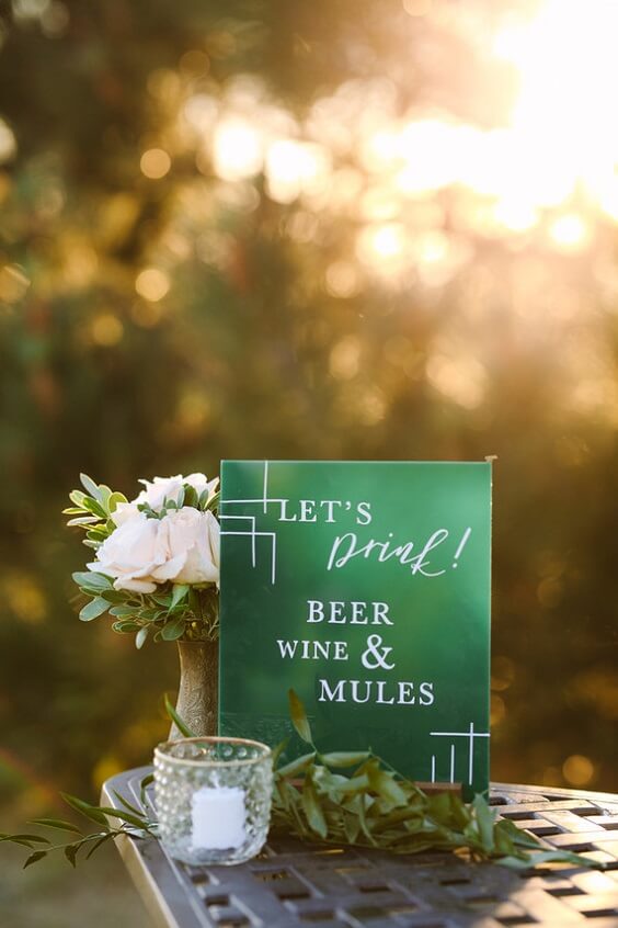 Table numbers for Black, Green and White Winter Wedding 2020