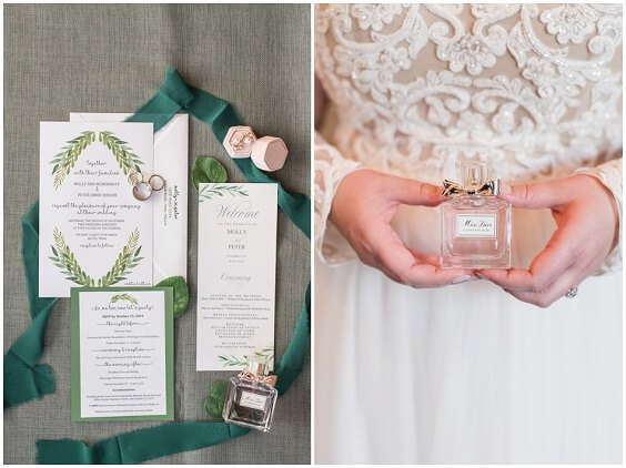 Wedding invitations for Black, Green and White Winter Wedding 2020