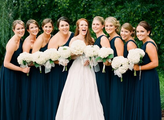 navy blue and white bridesmaid dresses