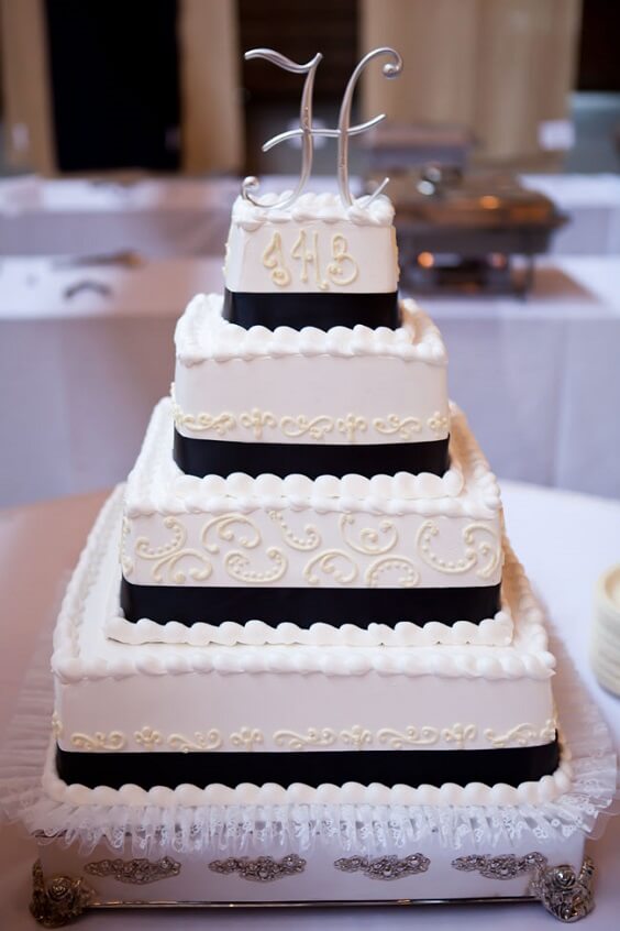 Wedding cake cake topper for Navy Blue, Black and White Winter Wedding 2020