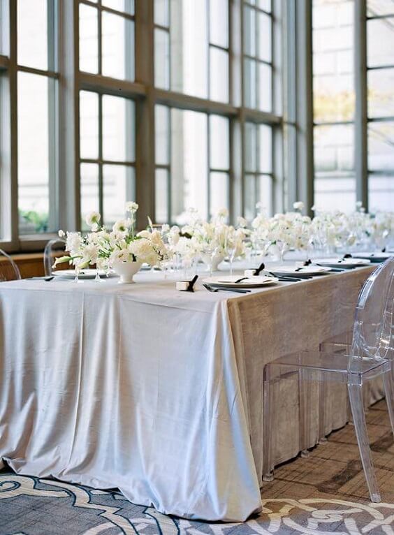 Wedding table decorations for White, Black and Silver Grey Winter Wedding 2020