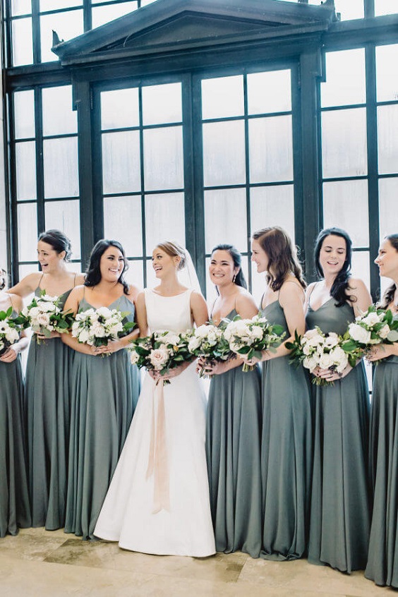 Dusty blue bridesmaid dresses for Dusty Blue, Black and Silver Grey Winter Wedding 2020