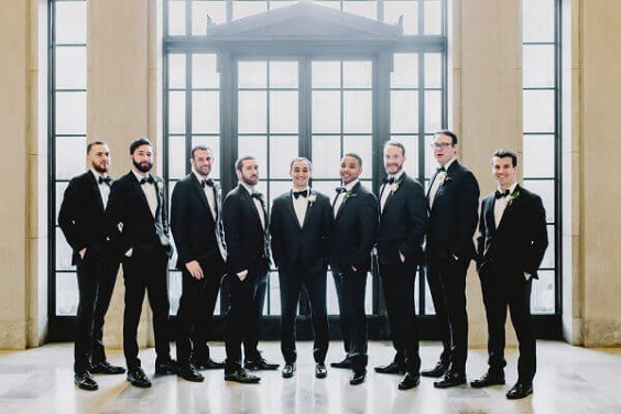 Groom groomsmen attire for Dusty Blue, Black and Silver Grey Winter Wedding 2020