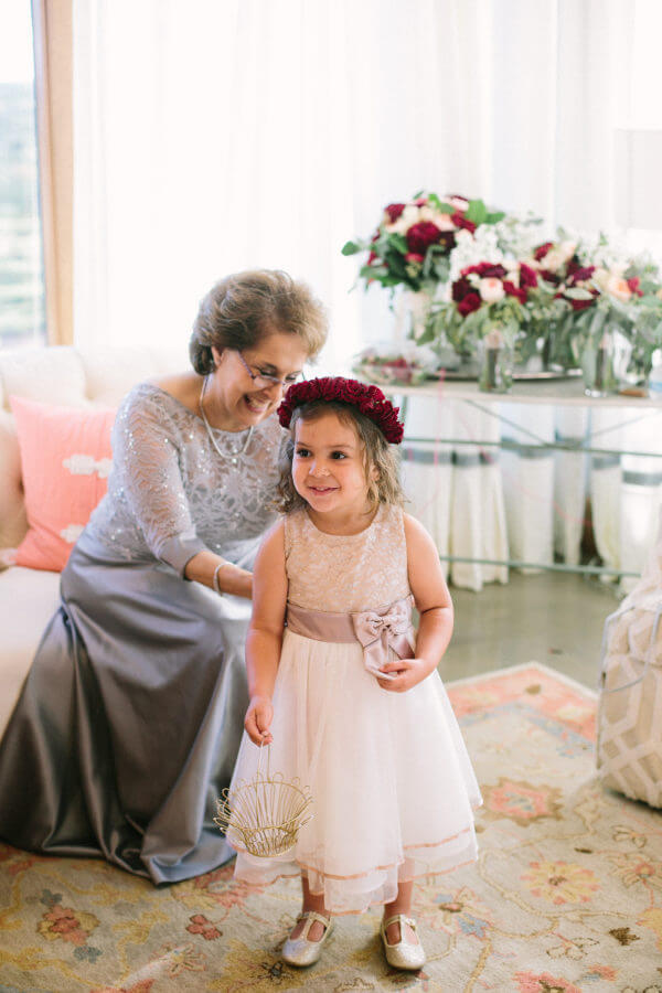 Flower girl dress mother's dress for Off White, Burgundy and Black Winter Wedding 2020
