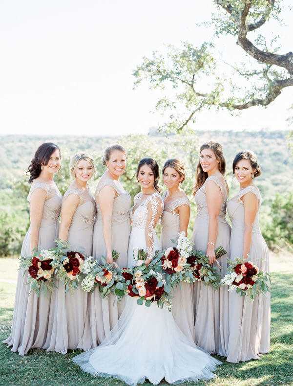 Off white bridesmaid dresses for Off White, Burgundy and Black Winter Wedding 2020