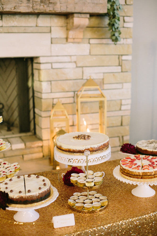 Wedding desserts for Off White, Burgundy and Black Winter Wedding 2020