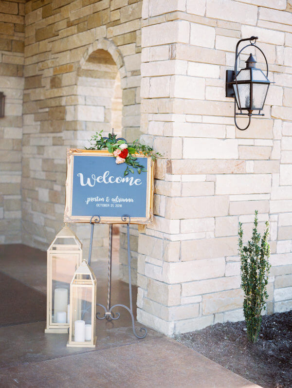 Wedding welcome sign for Off White, Burgundy and Black Winter Wedding 2020